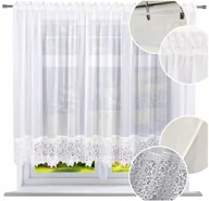Firany - Firana gotowa z koronką 400x130 firanka prosta firany z gipiurą do salonu - miniaturka - grafika 1