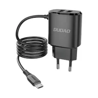 Ładowarki do telefonów - Dudao ładowarka sieciowa 2x Usb + wbudowany kabel - miniaturka - grafika 1