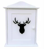 Szafki na klucze - Szafka na klucze biała JELEŃ 10 - miniaturka - grafika 1