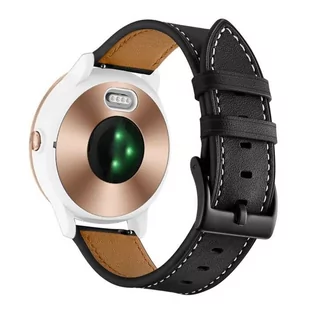 opaska pasek bransoleta LEATHER Garmin GARMIN VENU 2S / VENU 3S / Vivoactive 4S / Huawei Watch GT 4 41mm 18mm czarna - Akcesoria do smartwatchy - miniaturka - grafika 1