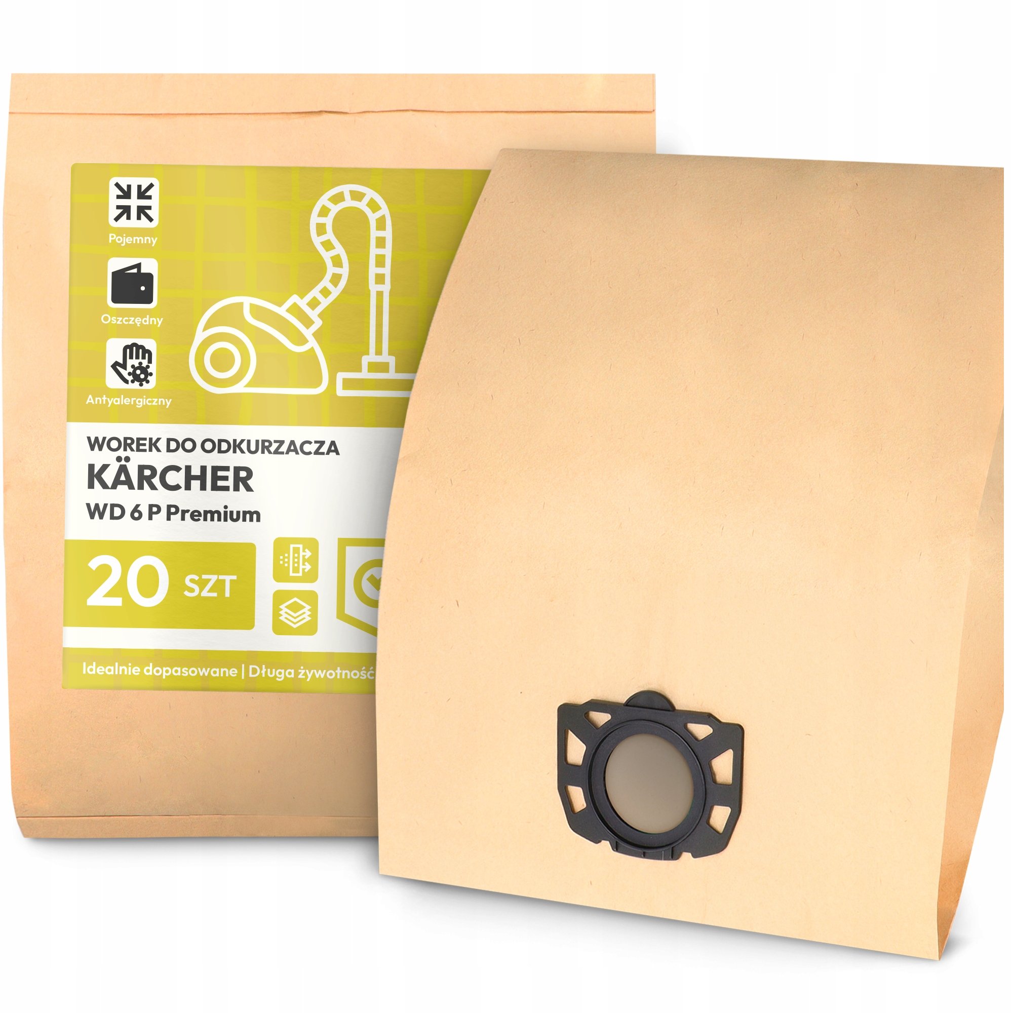 20x Worek do Odkurzacza Kärcher Wd 6 P Premium Papierowy Pojemny Worki 2A-W