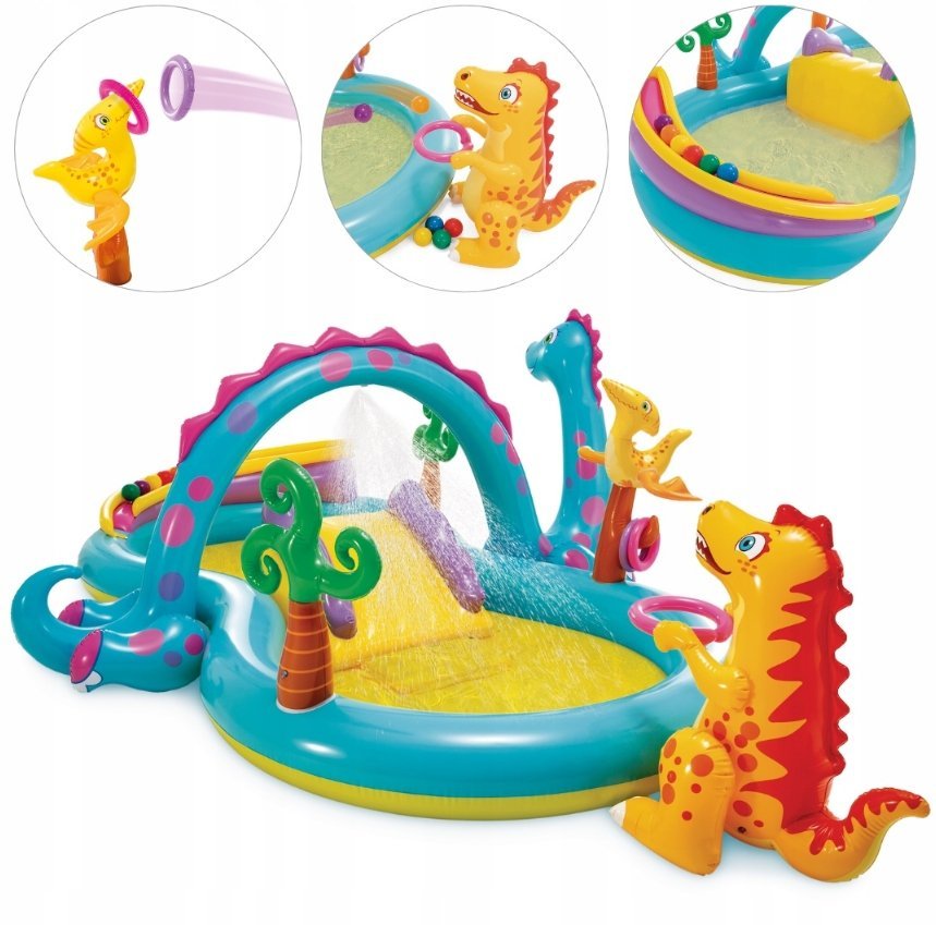 DMUCHANY PLAC ZABAW DINOLAND BASEN ZJEŻDŻALNIA FONTANNA INTEX 57135