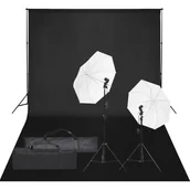 Lampy studyjne - vidaXL Fotograficzny zestaw studyjny z lampami i tłem - miniaturka - grafika 1