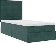 Łóżka - vidaXL Łóżko otomana z materacem ciemnozielone 90x200 cm aksamitne - miniaturka - grafika 1