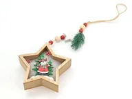 Ozdoby bożonarodzeniowe - Zawieszka drewniana gwiazda ze światłem LED - miniaturka - grafika 1