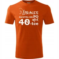 Koszulki męskie - Męska Koszulka z Nadrukiem Branie ryba 40 na Prezent Urodzinowy dla Niego pomarańczowy L - miniaturka - grafika 1