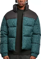 Kurtki męskie - Urban Classics AOP kurtka puchowa w stylu retro, męska kurtka puchowa w stylu retro, o regularnym kroju, dostępna w dwóch kolorach, rozmiary S-5XL, bottlegreen damast aop, XXL - miniaturka - grafika 1
