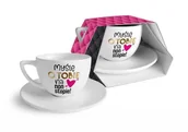 Filiżanki - Filiżanka ze spodkiem 400 ml na Walentynki Myślę - miniaturka - grafika 1