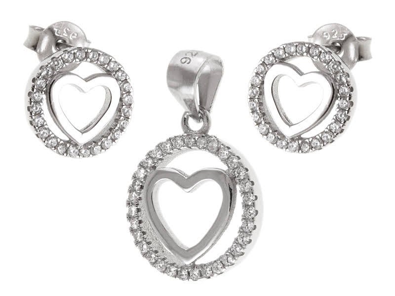 Komplet srebrny z cyrkonią serce serduszko z0616 - 3,0g.