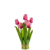 Sztuczne kwiaty - Bukiet tulipanów 28 cm różowy - miniaturka - grafika 1