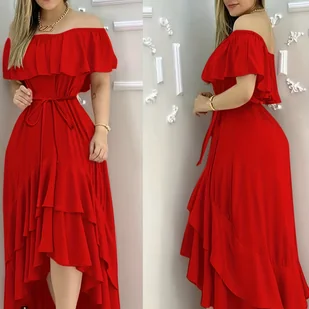 TEMU Elegancka sukienka z falbanką na ramię dla kobiet - Świeżożółta letnia sukienka typu A z falbanką na rękawach, idealna na codzienną lub stylową - Sukienki - miniaturka - grafika 1