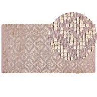Dywany - Dywan bawełniany 80x150 cm beżowy z różowym GERZE - miniaturka - grafika 1