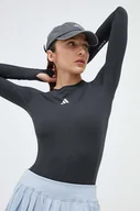 Bluzki damskie - adidas Performance longsleeve treningowy Techfit kolor czarny - miniaturka - grafika 1