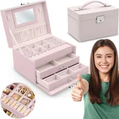 Biżuteria - akcesoria - ﻿Szkatułka na biżuterię MS-700 Massido - różowa - miniaturka - grafika 1