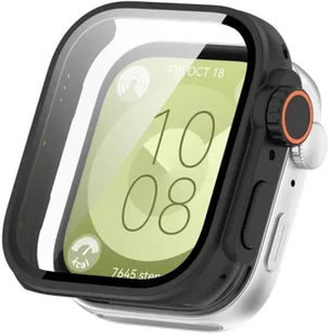 SILIKONOWE ETUI + SZKŁO HARTOWANE DO HUAWEI WATCH FIT 4 CZARNE - Akcesoria do smartwatchy - miniaturka - grafika 1