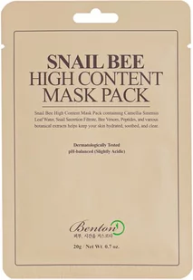 Benton Snail Bee High Content Mask Pack Maska w płacie 20 g - Maseczki do twarzy - miniaturka - grafika 1