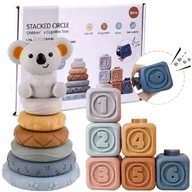 Zabawki sensoryczne - Klocki Gumowe Sensoryczne Miękkie Kreatywne Wieża Montessori Piramida 13 El. - miniaturka - grafika 1
