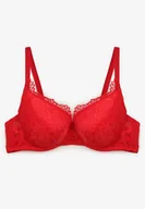 Biustonosze - Czerwony Usztywniany Biustonosz Full Cup z Koronką Brolle - miniaturka - grafika 1
