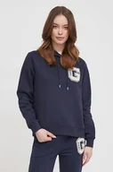 Bluzy damskie - Gant bluza damska kolor granatowy z kapturem z aplikacją - miniaturka - grafika 1