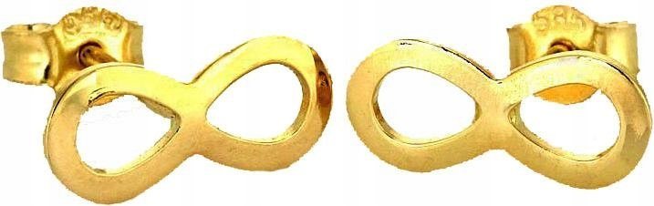 Złote kolczyki celebrytki 14k ze złota 585 nieskończoność celebrytki modne