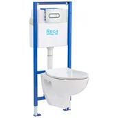 Stelaże i zestawy podtynkowe do WC - Roca Zestaw podtynkowy METIS Sanit NV2 z deską wolnoopadającą, przyciskiem chrom - miniaturka - grafika 1