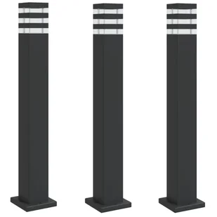vidaXL Zewnętrzne lampy stojące, 3 szt., czarne, 80 cm, aluminium - Lampy ogrodowe - miniaturka - grafika 1