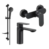 Baterie umywalkowe - Mexen Milo DF05 zestaw prysznicowy, czarny - miniaturka - grafika 1