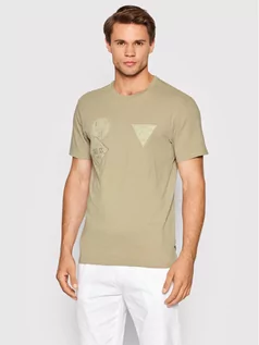 Koszulki męskie - GUESS T-Shirt M2YI63 K9RM1 Beżowy Slim Fit - grafika 1