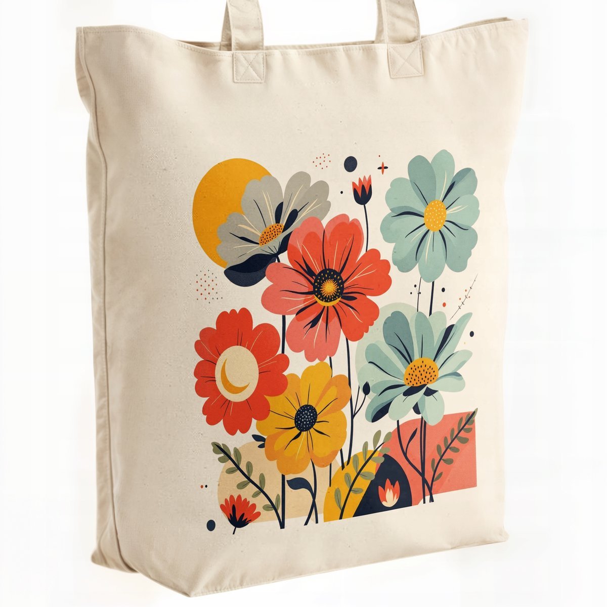 Torba bawełniana premium na zakupy Motyw Kwiatów Kwiaty Abstrakcja Prezent