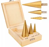 Wiertła - Wiertła stożkowe stopniowe tytanowe 3 sztuki (4-32 mm) FALON-TECH - miniaturka - grafika 1