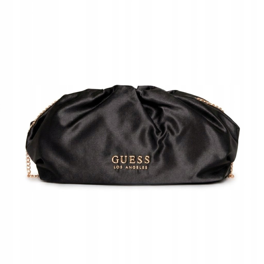 GUESS CZARNA TOREBKA LISTONOSZKA Z FALBANKĄ I ŁAŃCUSZKIEM 22x10x5cm 1GGA