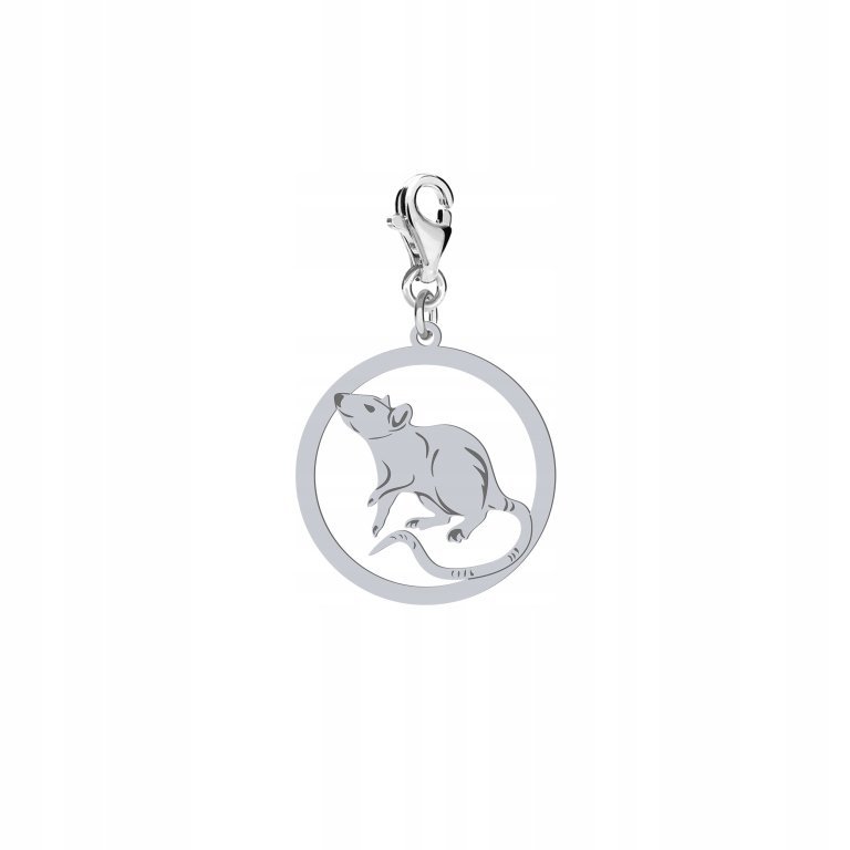 Srebrny Charms SZCZUR DOMOWY DEDYKACJA GRAT