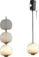 Lampy sufitowe - Marmurowa lampa wisząca, regulowana wysokość, ciepłe białe oświetlenie, wersja podnoszona, ciepła biel - miniaturka - grafika 1