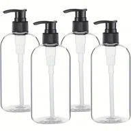Pozostałe akcesoria kosmetyczne - TEMU Zestaw 4 szt. Przezroczystych Butelki z Pompeką Bez BPA, 10oz (300ml) - Wytrzymałe, Wielokrotnego Napełniania Dozowniki na Szampon, Balsam, - miniaturka - grafika 1