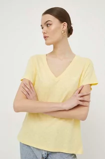 Koszulki sportowe damskie - Superdry t-shirt damski kolor żółty - grafika 1
