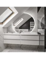 Lustra - Okrągłe lustro na poddasze ścięte boki z podświetleniem - OLGA LED, Dostępne wymiary: Średnica 140cm - miniaturka - grafika 1