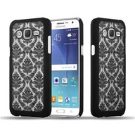 Etui i futerały do telefonów - Cadorabo Samsung Galaxy J5 (5) Model 2015 Hard-Case etui na telefon komórkowy firmy cadorabo  kwiaty Paisley Henna wzór ochrona  pokrowiec osłona Bumper Back Case Cover, czarny DE-107635 - miniaturka - grafika 1