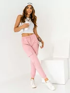 Spodnie sportowe damskie - Różowe bojówki spodnie dresowe damskie Denley HW2516CA - miniaturka - grafika 1