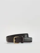 Paski - Reserved - Skórzany pasek z klamrą - ciemnobrązowy - miniaturka - grafika 1