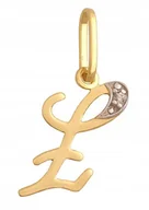 Wisiorki - ZŁOTA Zawieszka Literka Ł Cyrkonia 585 0.45 g Rodium - miniaturka - grafika 1