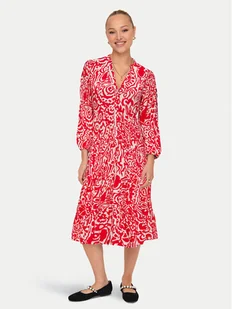 ONLY Sukienka koszulowa Milana 15308233 Czerwony Loose Fit - Sukienki - miniaturka - grafika 1