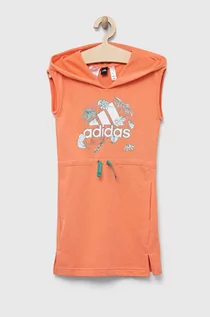 Sukienki i spódniczki dla dziewczynek - adidas sukienka dziecięca G SUM kolor pomarańczowy mini prosta - grafika 1