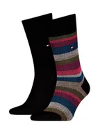 Skarpetki męskie - Tommy Hilfiger skarpety męskie czarne w paski 2 szt., Rozmiar 43-46 - miniaturka - grafika 1
