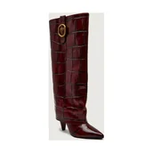 Kozaki damskie - Kurt Geiger Skórzane kozaki na słupku FOLD OVER - miniaturka - grafika 1