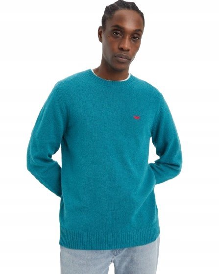 LEVI'S SWETER MĘSKI ZIELONY WEŁNIANY OKRĄGŁY DEKOLT L XQA