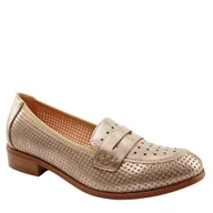 Mokasyny damskie - Potocki 12581 damskie mokasyny ażurowe półbuty złote - miniaturka - grafika 1