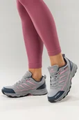 Buty trekkingowe damskie - Szare buty trekkingowe damskie buty sportowe na bieżnikowanej podeszwie sznurowane różowe wstawki softshell Casu 2408-7W - miniaturka - grafika 1