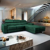 Pościel - Masseno Narożnik NOTO L-S z funkcją spania i pojemnikiem na pościel Kształt L, Rozkładana sofa, Rogówka - Butelkowa zieleń, MONOLITH 37 - miniaturka - grafika 1