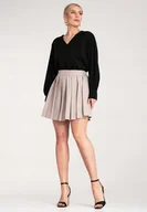Spódnice - Spódnica plisowana mini Spódniczka mini Beżowa spódnica M1159 r. S/M - miniaturka - grafika 1