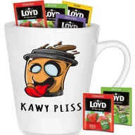 Kubki - Kubek Biały Latte KAWY PLIS Na Prezent Wzory + 8 Herbat Loyd - miniaturka - grafika 1